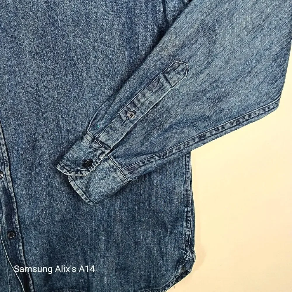 Banana Republic Shirt Mens Large Blue Denim Jean Long‎ Sleeve 100% cotton